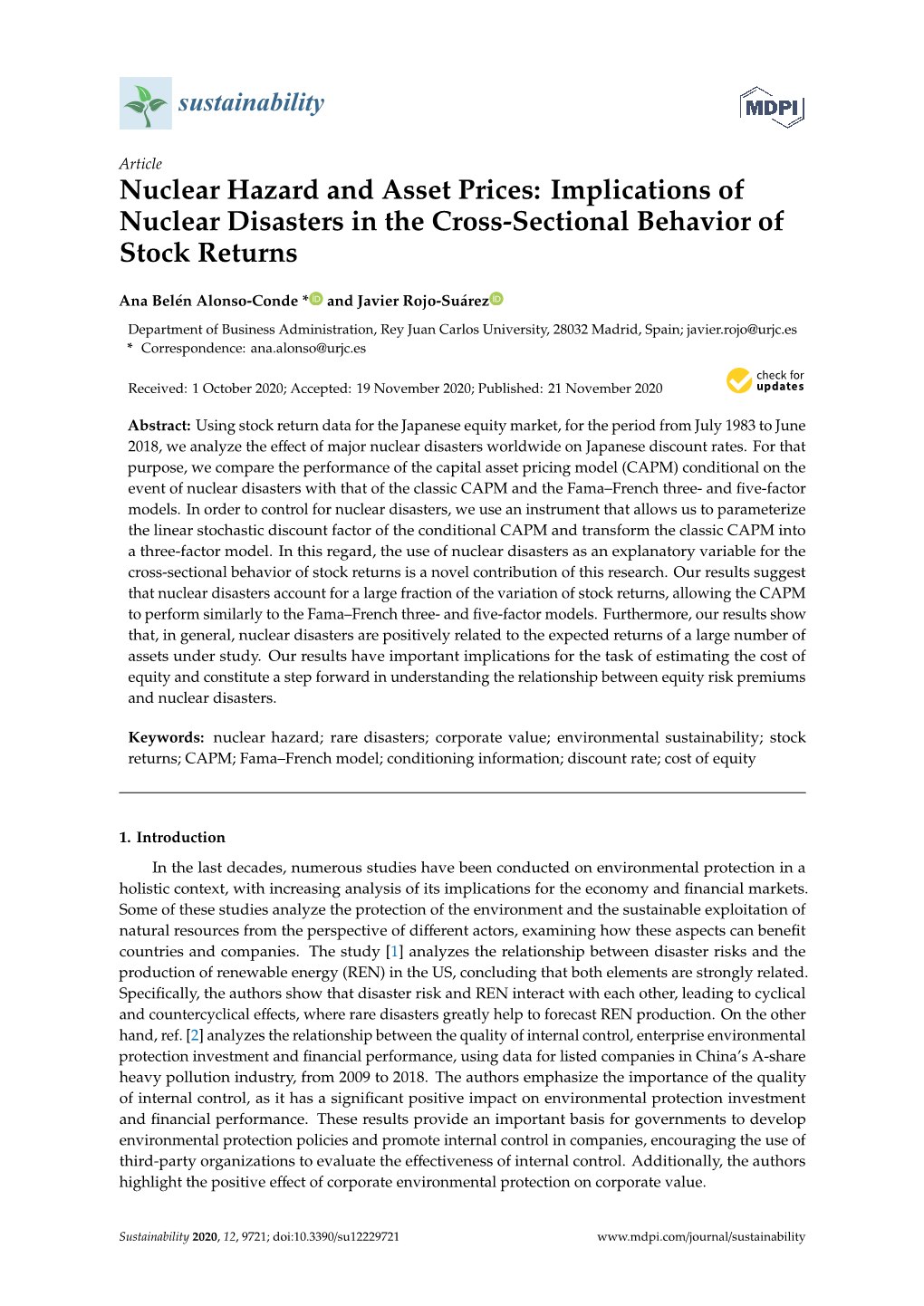 Nuclear Hazard and Asset Prices: Implications of Nuclear Disasters in the Cross-Sectional Behavior of Stock Returns