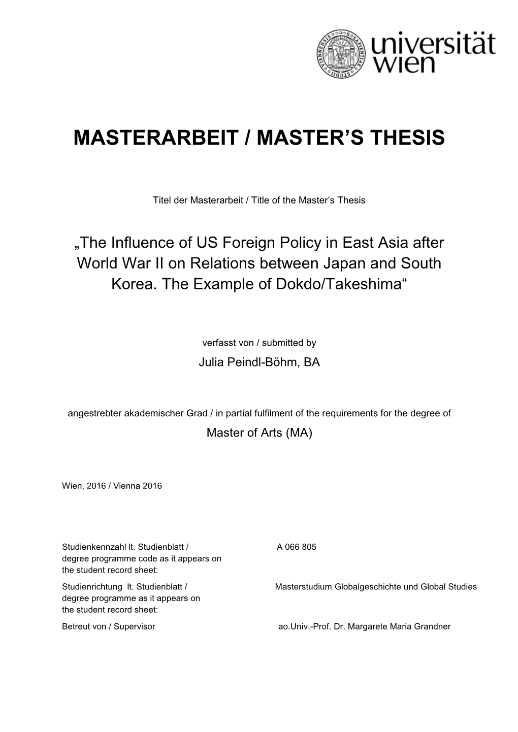 Masterarbeit / Master's Thesis