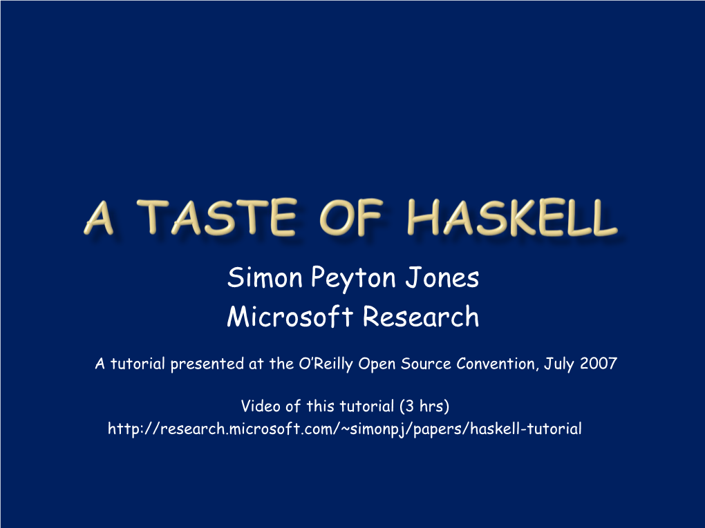 A Taste of Haskell