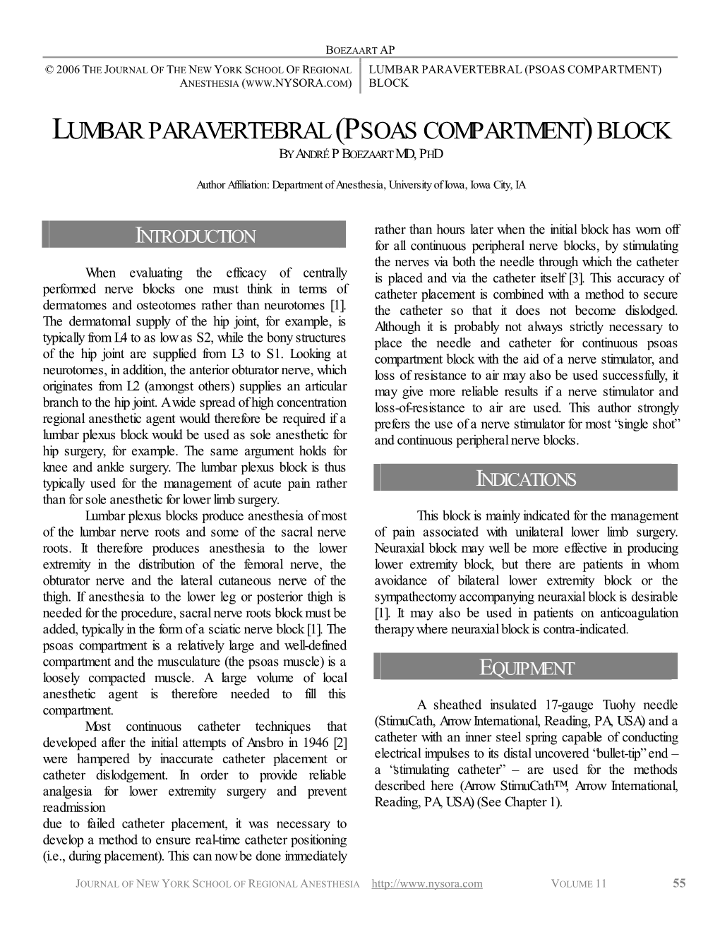 Lumbar Paravertebral (Psoas Compartment)Block