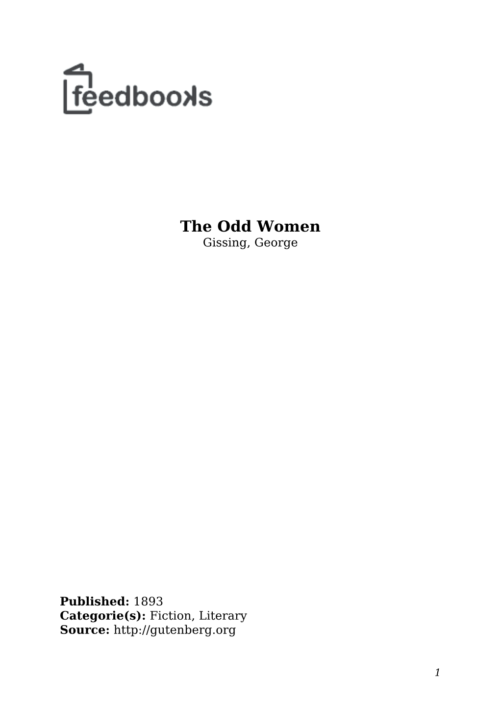 The Odd Women Gissing, George