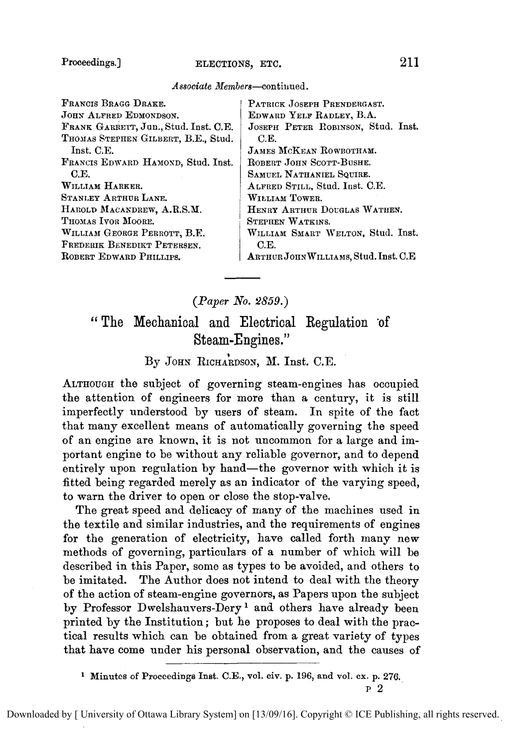 The Mechanical and Electrical Regulation of Steam