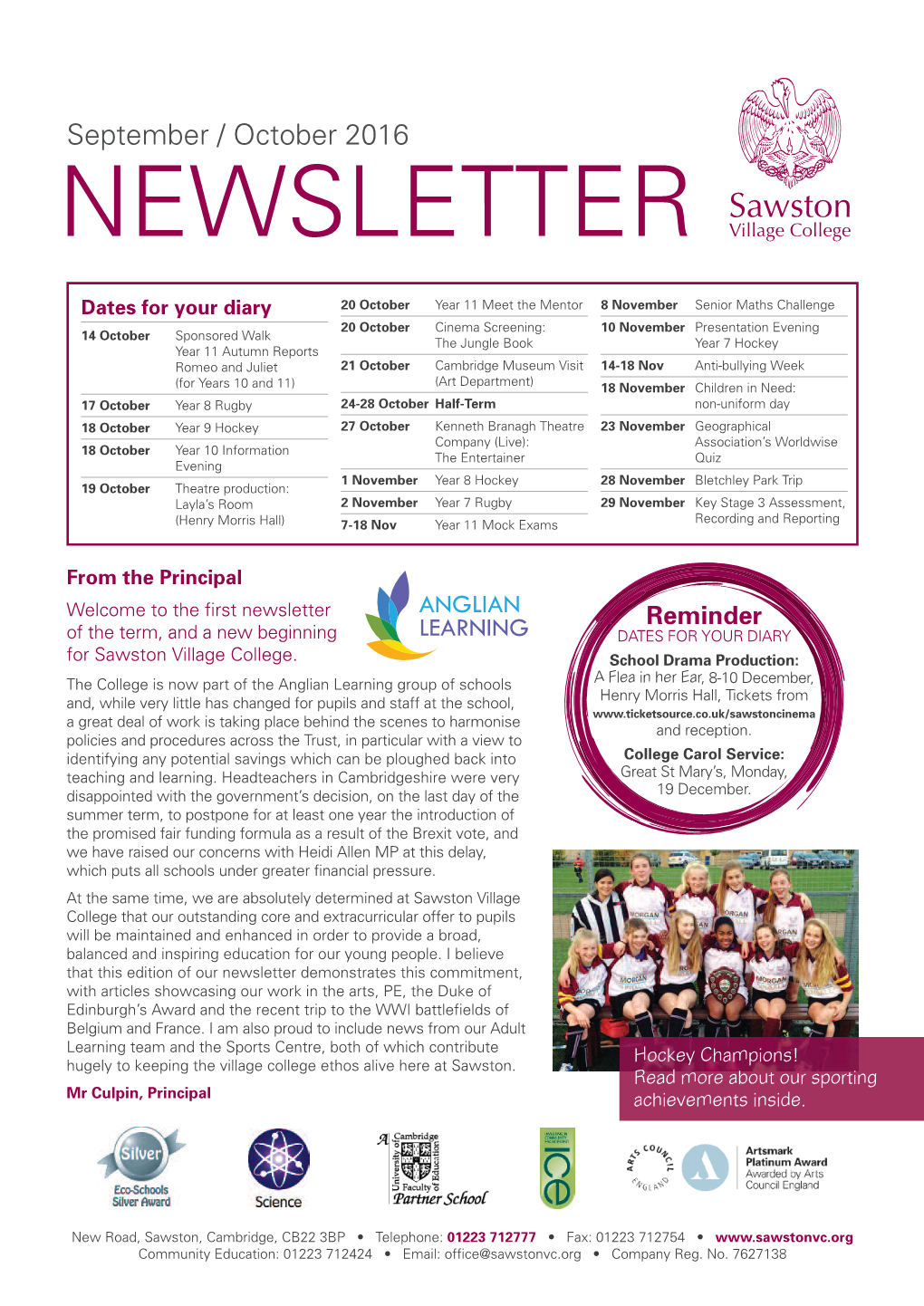 September / October 2016 NEWSLETTER