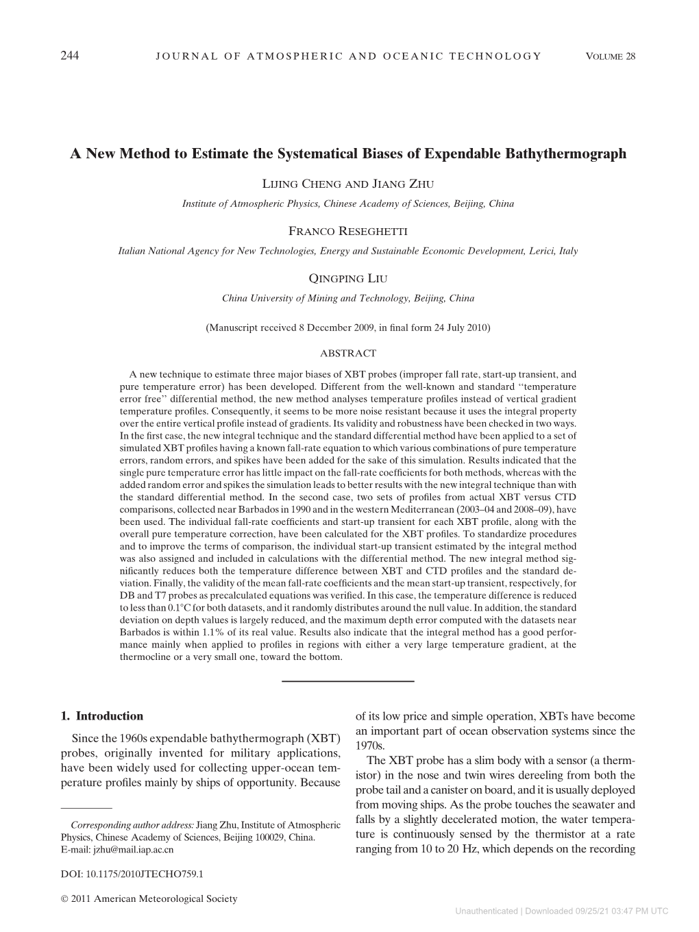 A New Method to Estimate the Systematical Biases of Expendable Bathythermograph