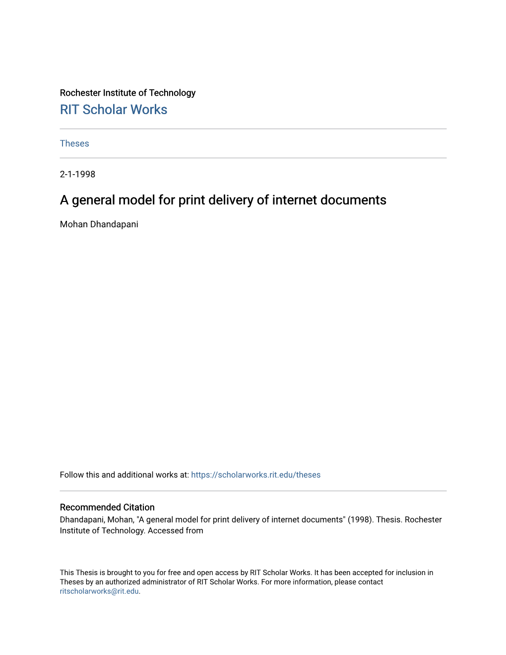 A General Model for Print Delivery of Internet Documents