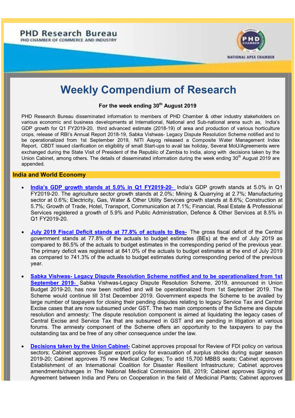 Weekly Compendium of Research