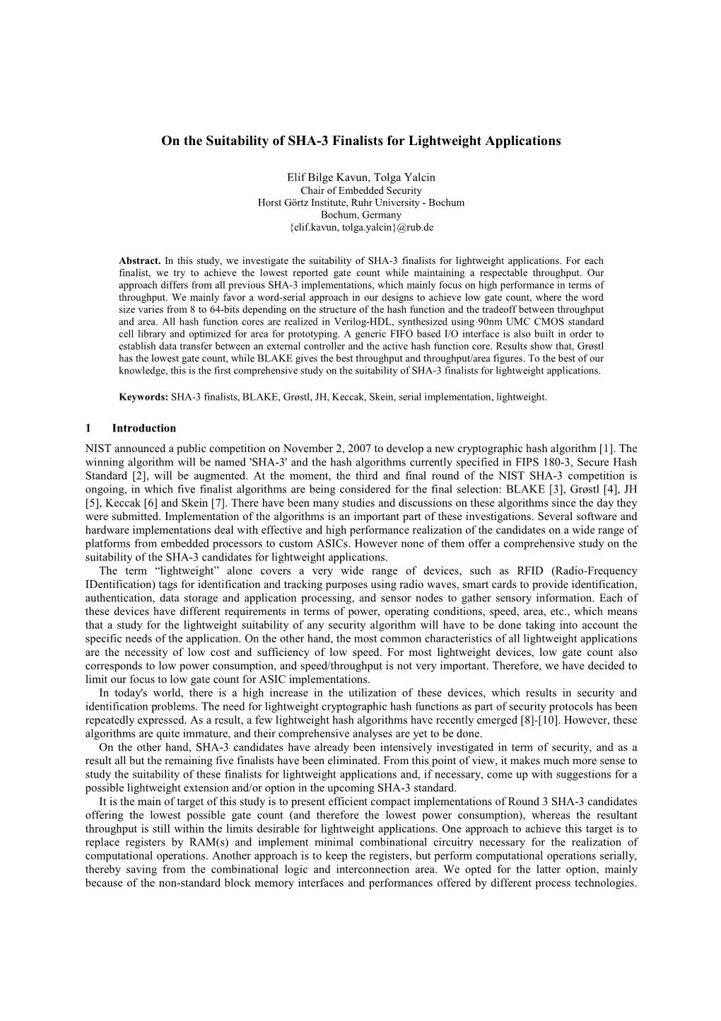 On the Suitability of SHA-3 Finalists for Lightweight Applications