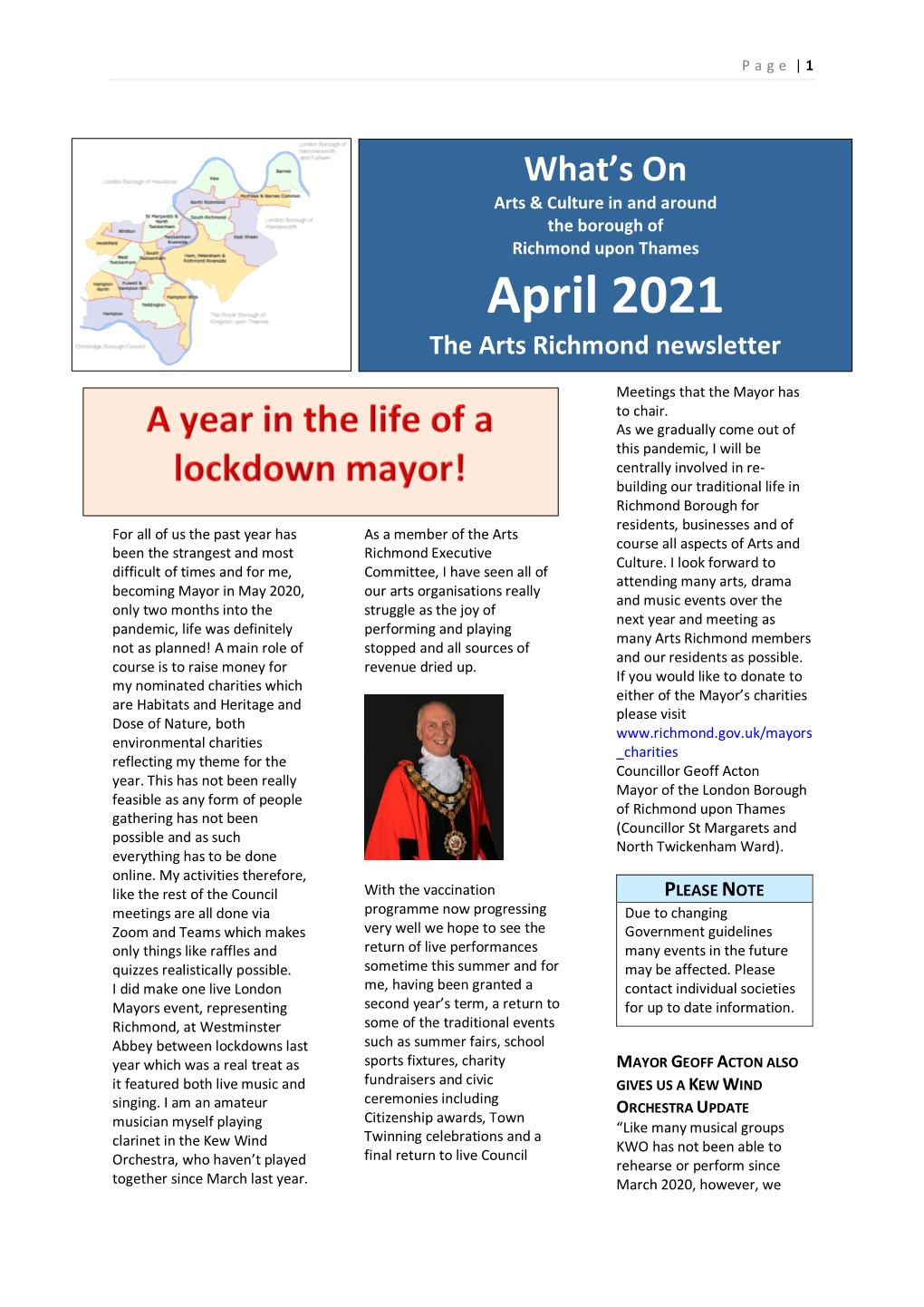 April 2021 the Arts Richmond Newsletter