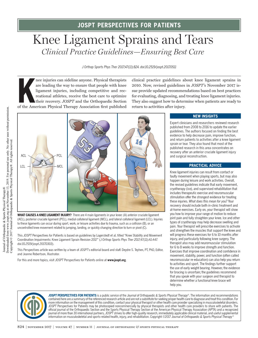 Knee Ligament Sprains and Tears: Clinical Practice Guidelines Ensuring Best Care