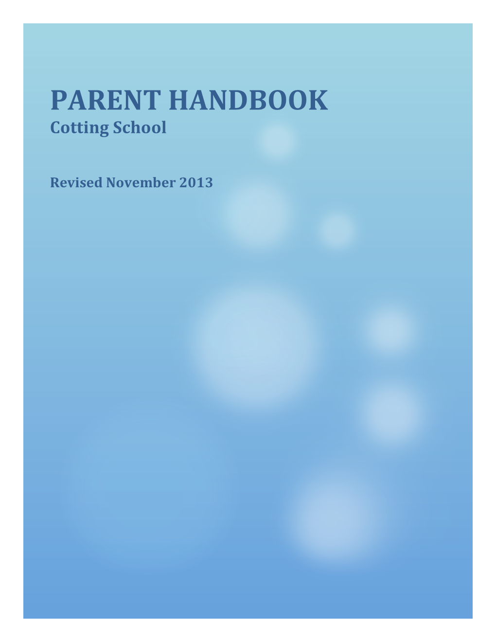 PARENT HANDBOOK Cotting School