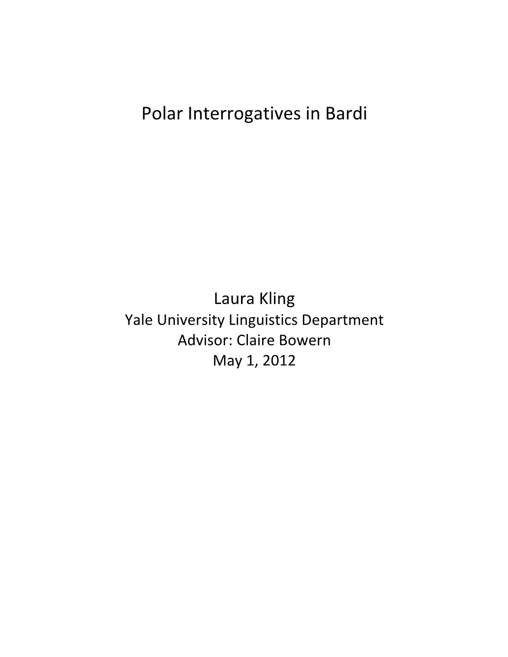 Polar Interrogatives in Bardi