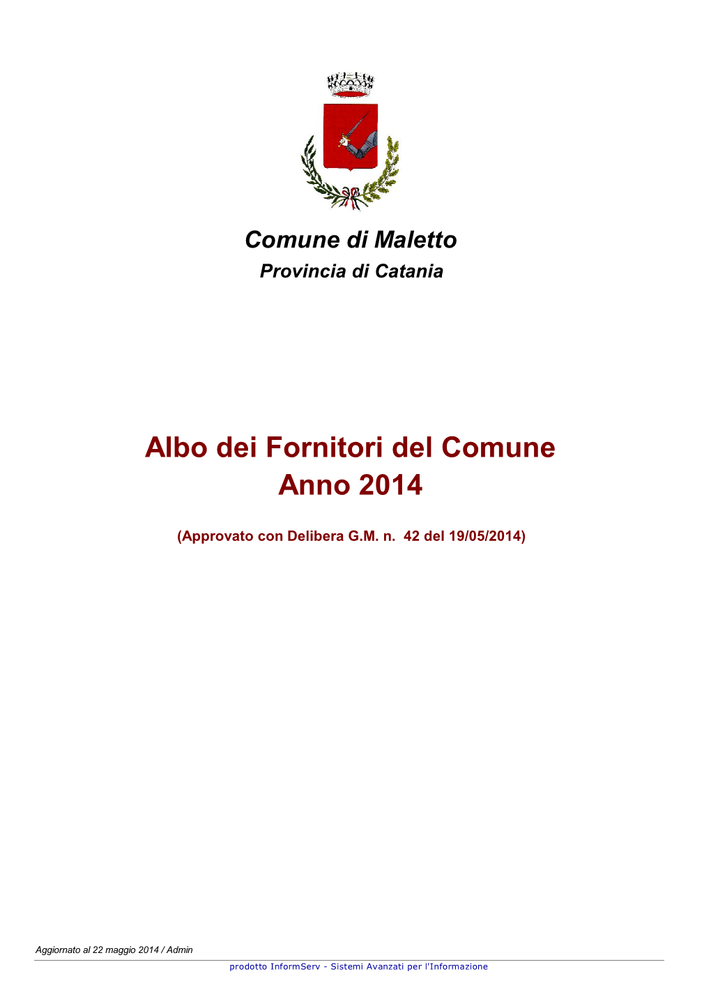 Albo Dei Fornitori Del Comune Anno 2014