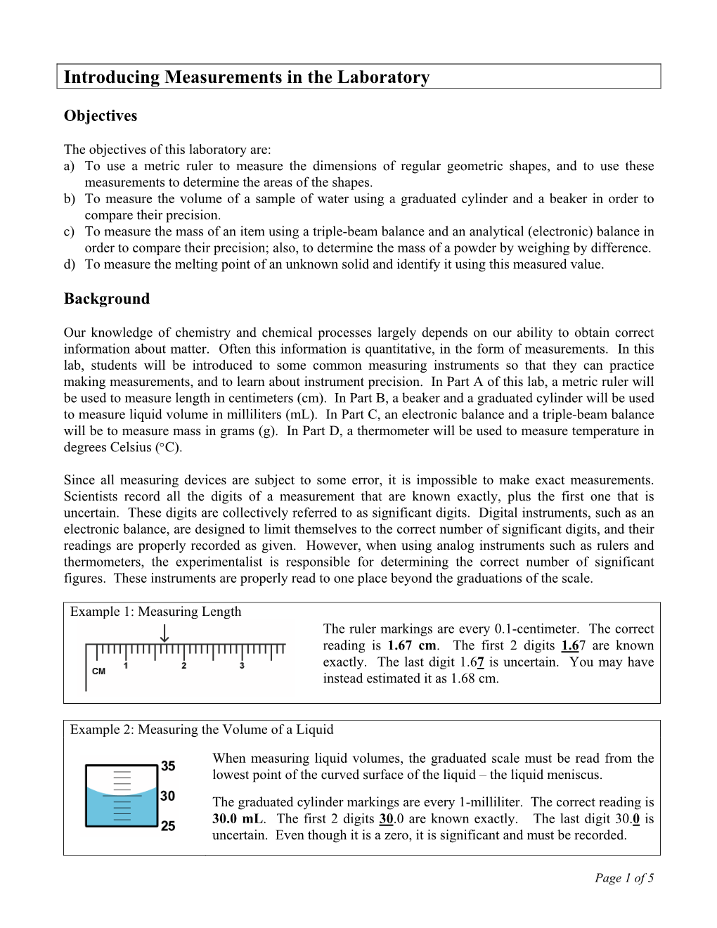 Introducing Measurements in the Laboratory