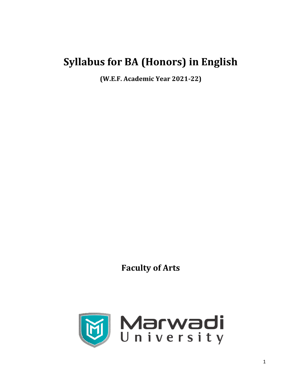 Syllabus for BA (Honors) in English