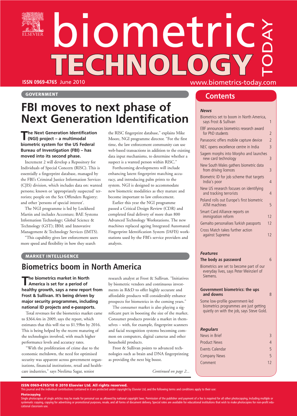 TECHNOLOGY TODAY ISSN 0969-4765 June 2010 Government Contents