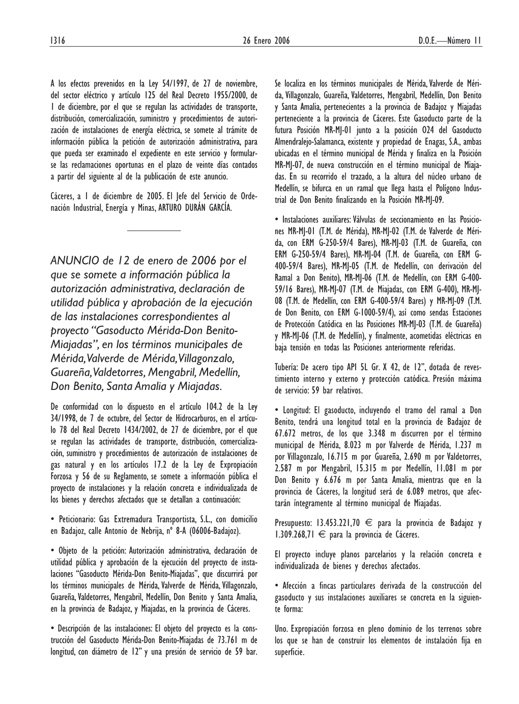 ANUNCIO De 12 De Enero De 2006 Por El Que Se Somete a Información