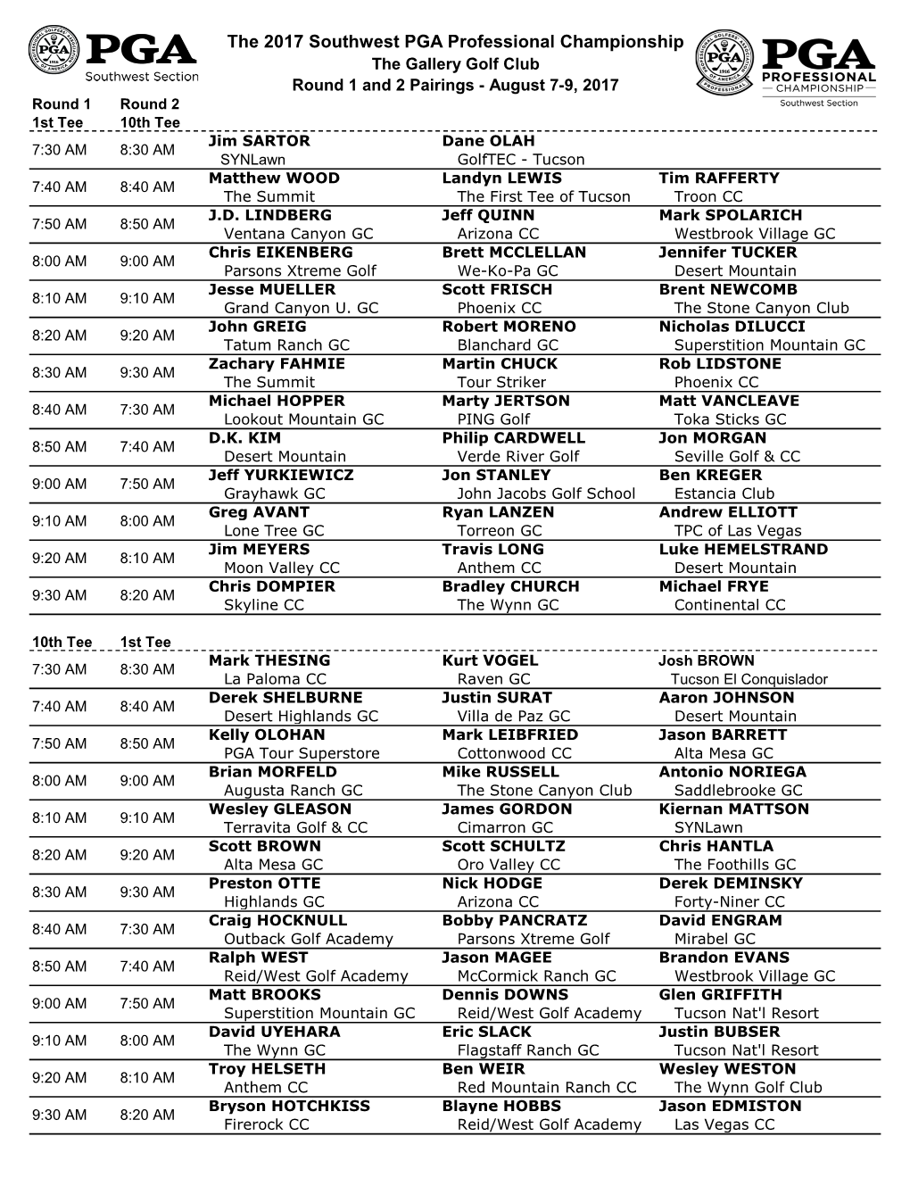 The 2017 Southwest PGA Professional Championship