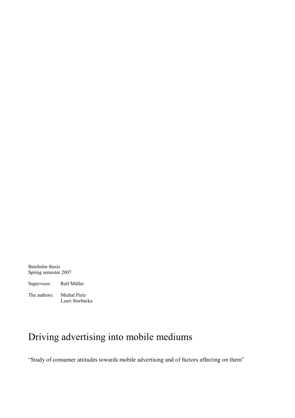 Driving Advertising Into Mobile Mediums