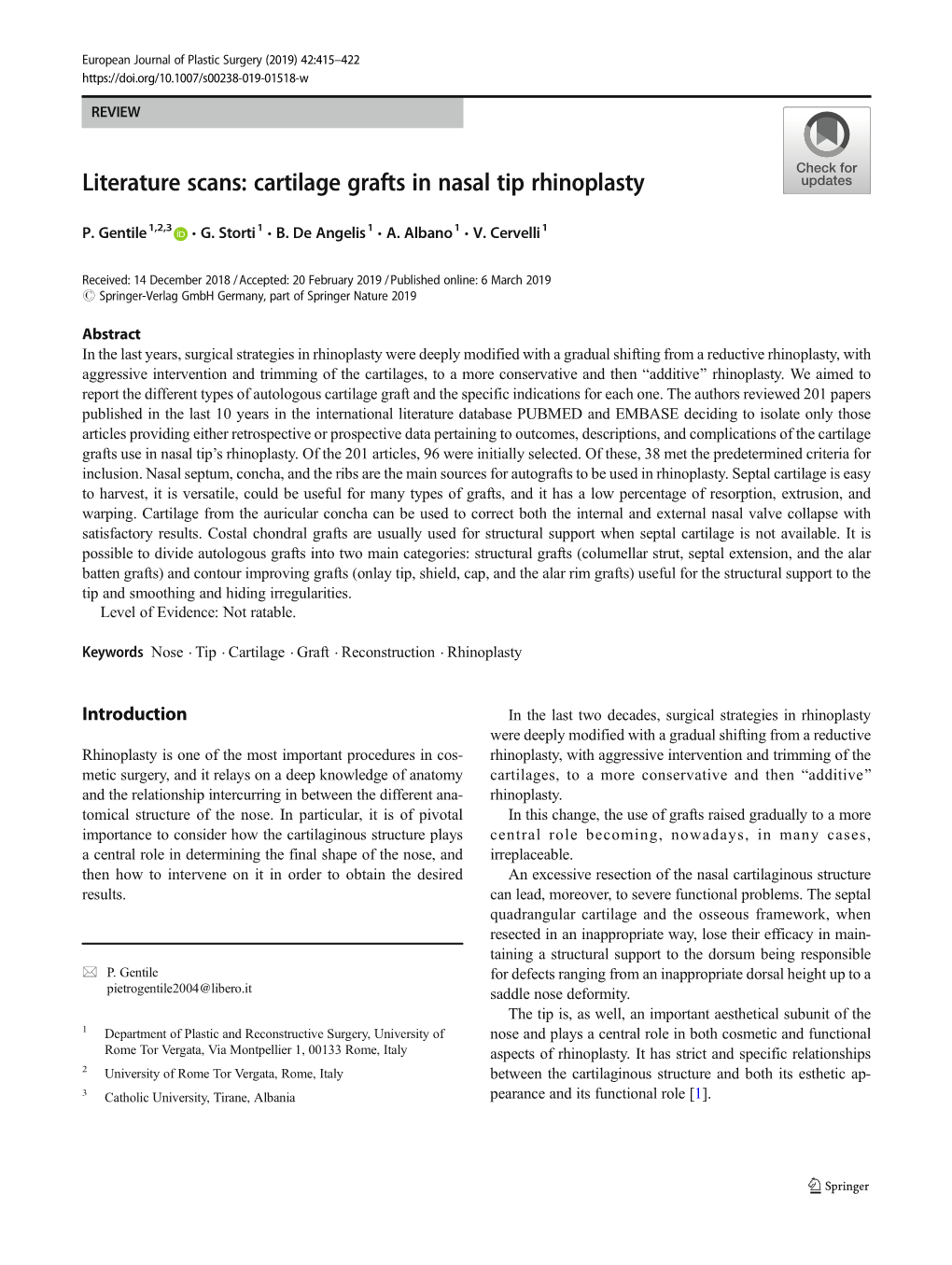 Literature Scans: Cartilage Grafts in Nasal Tip Rhinoplasty