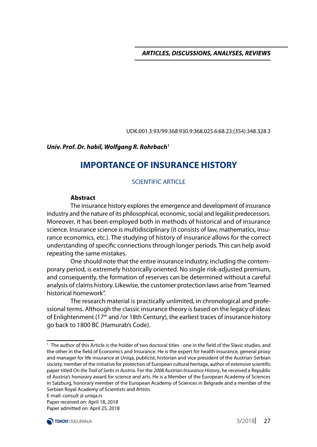 Importance of Insurance History