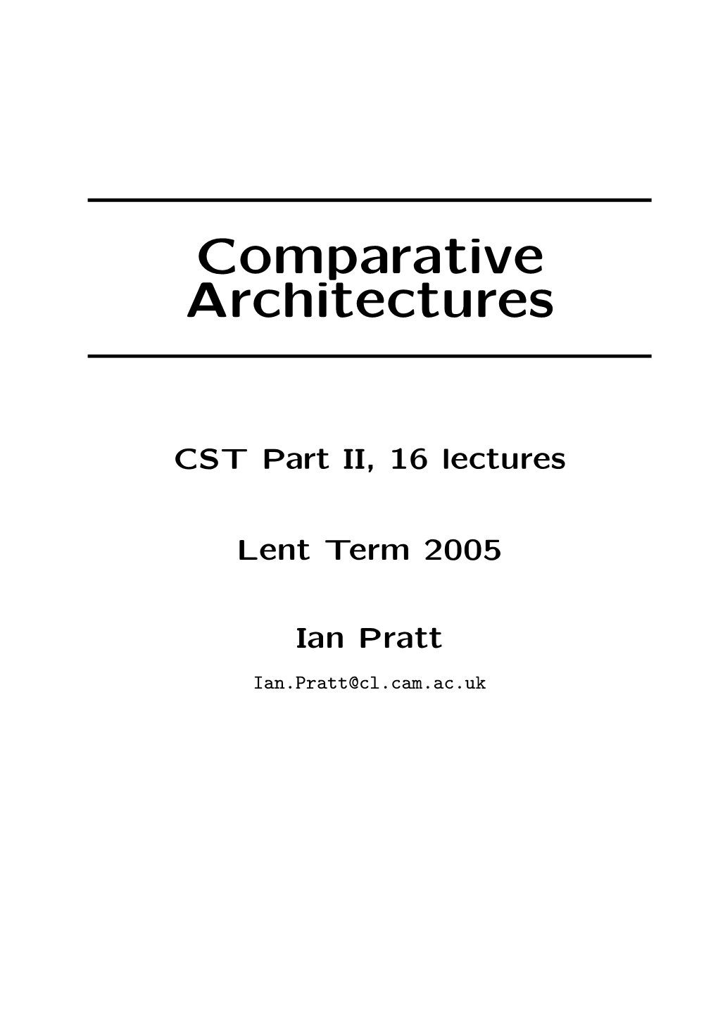 Comparative Architectures