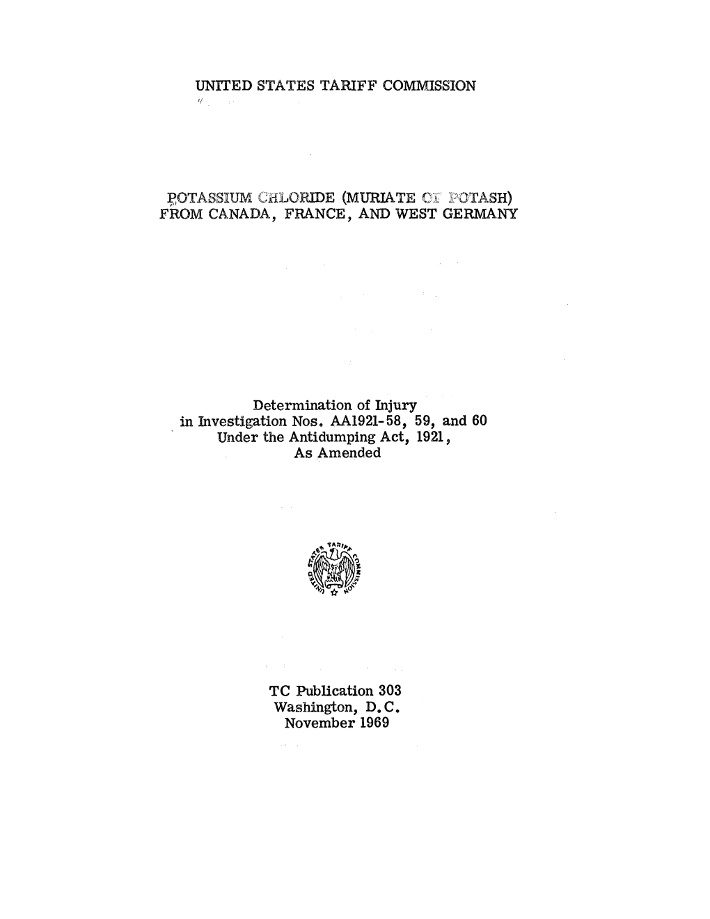 Potassium Chloride (Muriate of Potash) from Canada, France, and Germany