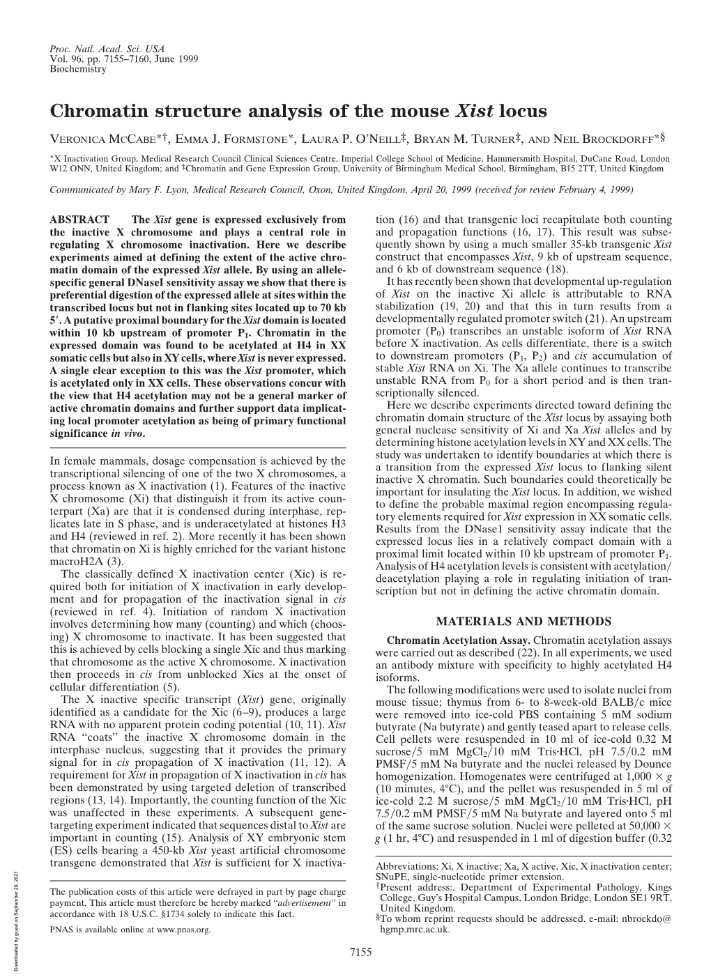 Chromatin Structure Analysis of the Mouse Xist Locus