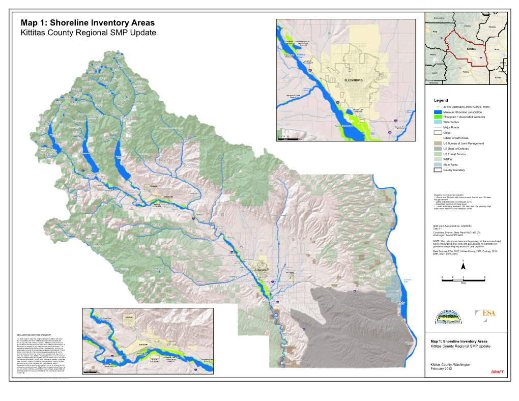 Map 1: Shoreline Inventory Areas Douglas Kittitas County Regional SMP Update King ¨¦§90 Unnamed Unnamed Pond 04 - Waterbody 02 Yakima River Reach 04