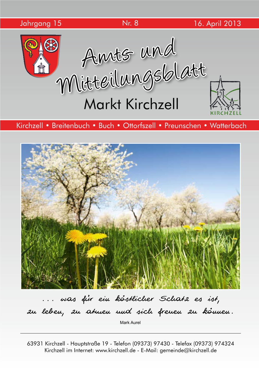 Amts- Und Mitteilungsblatt Markt Kirchzell