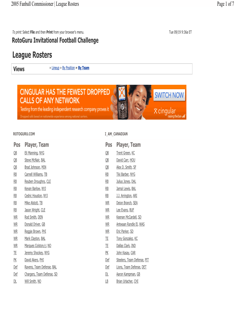 League Rosters