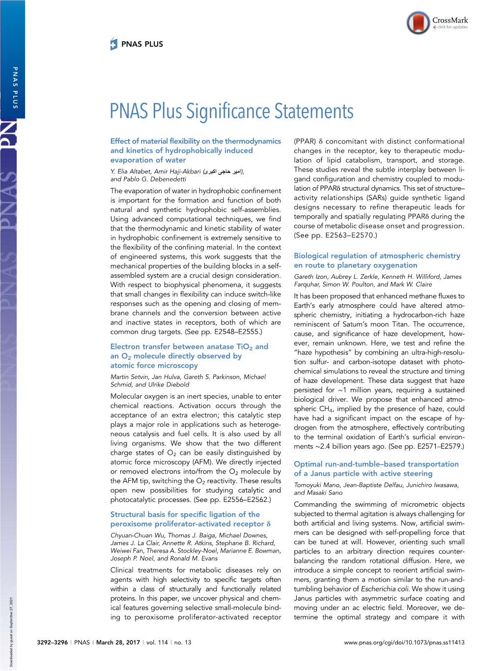 PNAS Plus Significance Statements