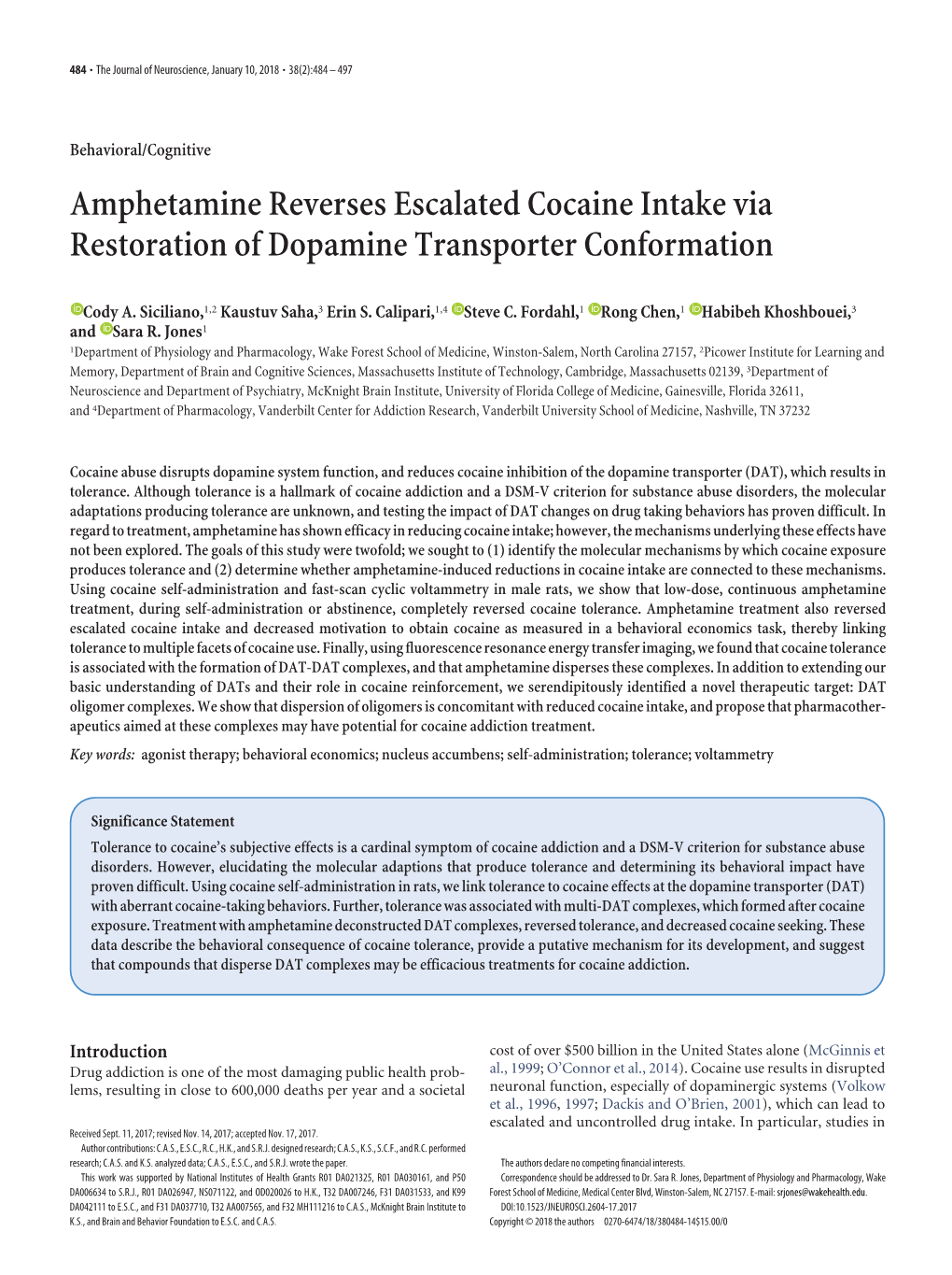 Amphetamine Reverses Escalated Cocaine Intake Via Restoration of Dopamine Transporter Conformation
