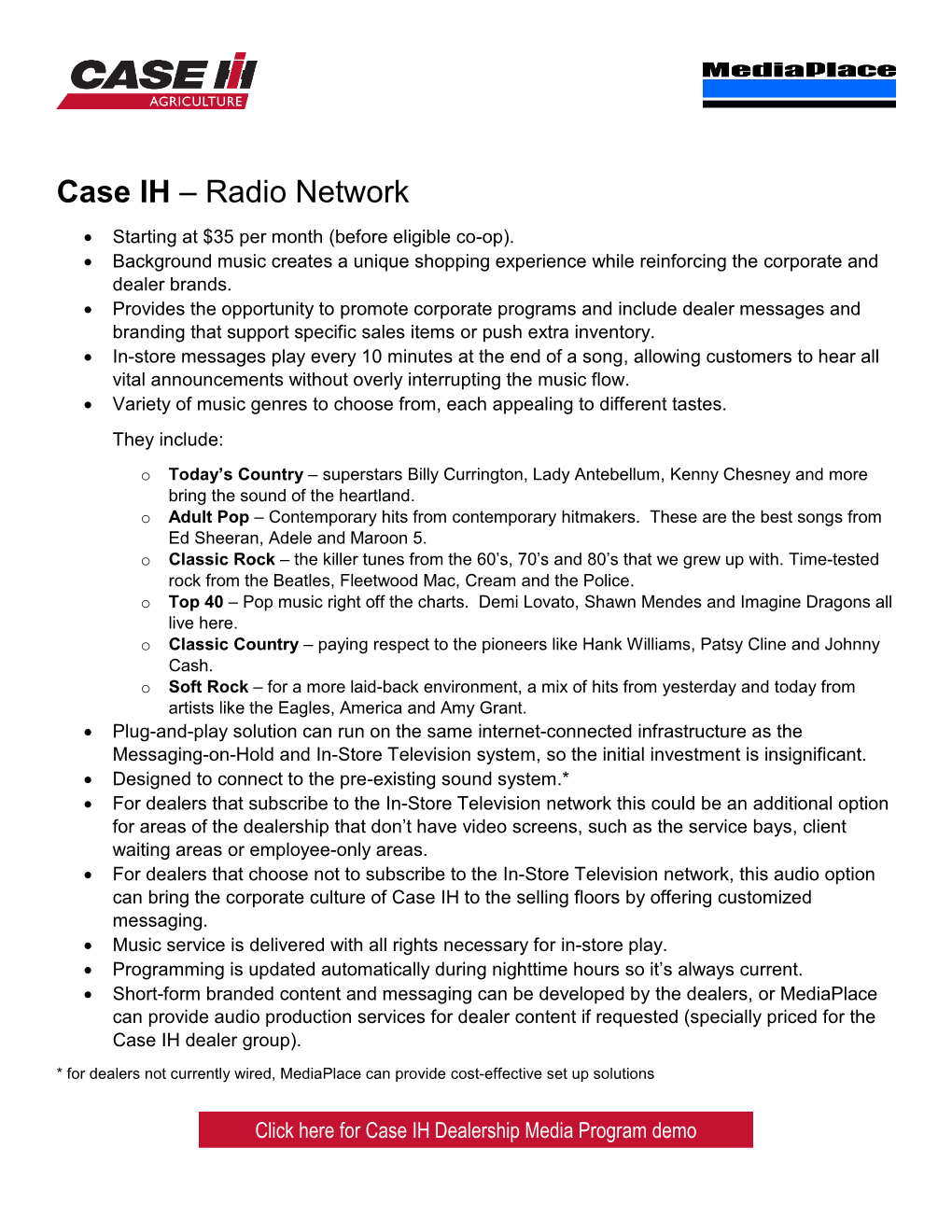 Case IH – Radio Network