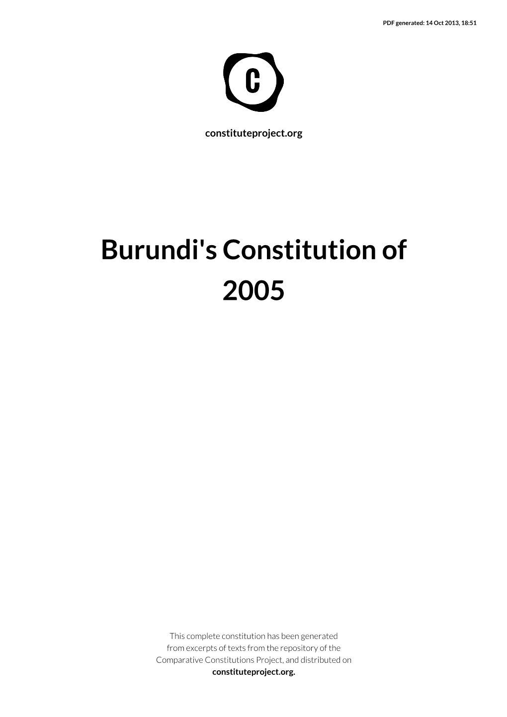 Burundi's Constitution of 2005