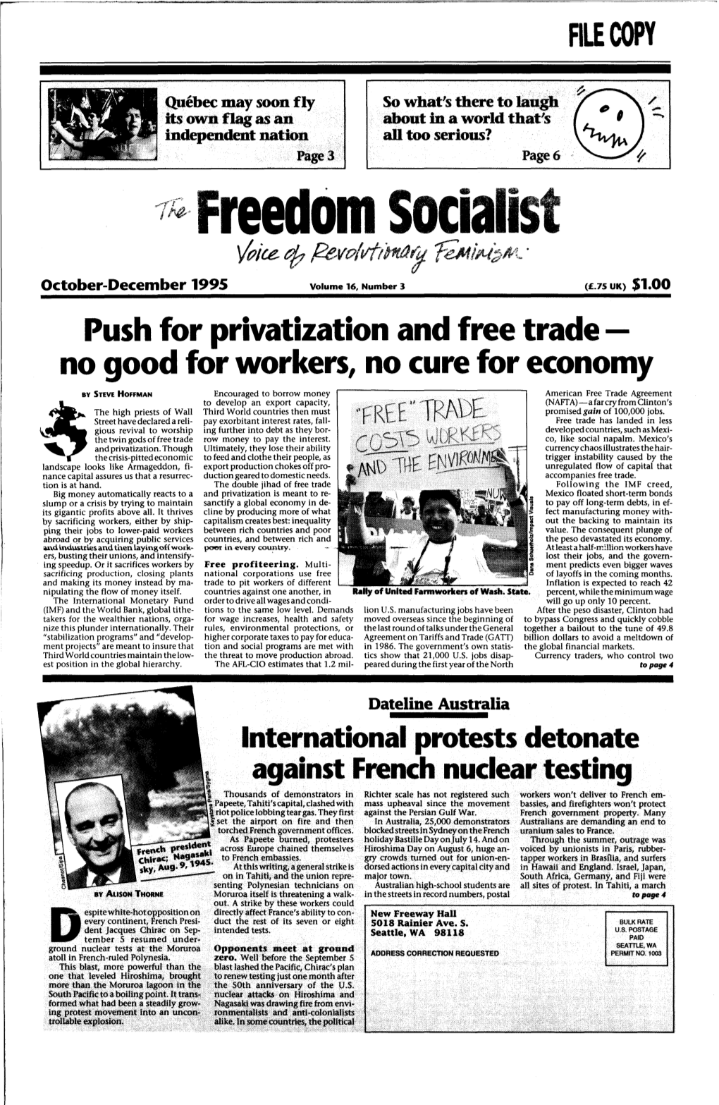 Freedom Socialist Party, New Freeway Hall, 5018 Rainier Avenue South, Seattle, WA 98118