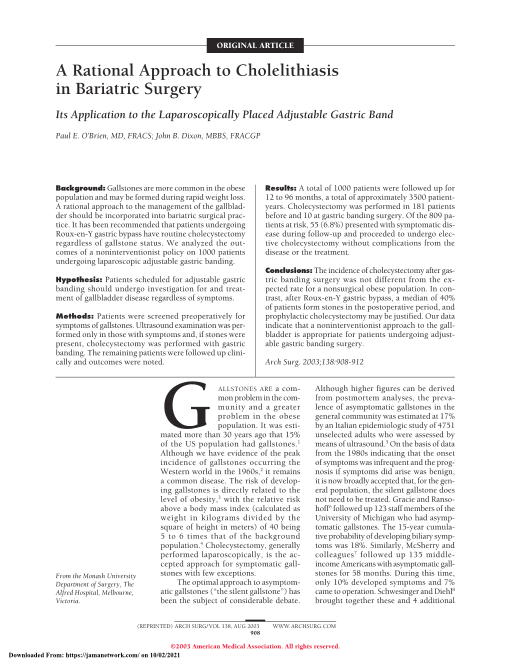 A Rational Approach to Cholelithiasis in Bariatric Surgery Its Application to the Laparoscopically Placed Adjustable Gastric Band