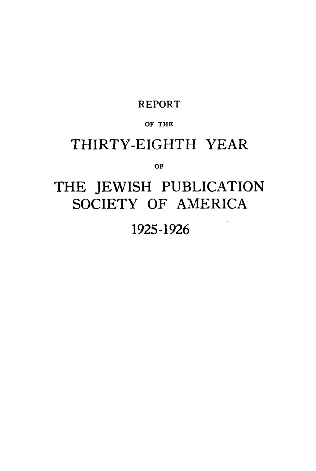 Report of the Jewish Publication Society of America (1926-1927)