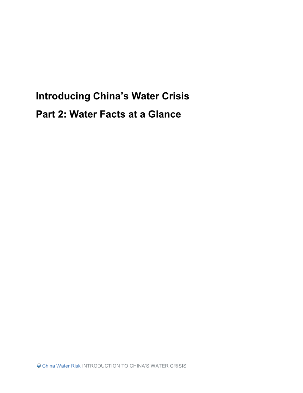 Introducing China's Water Crisis Part 2: Water Facts At