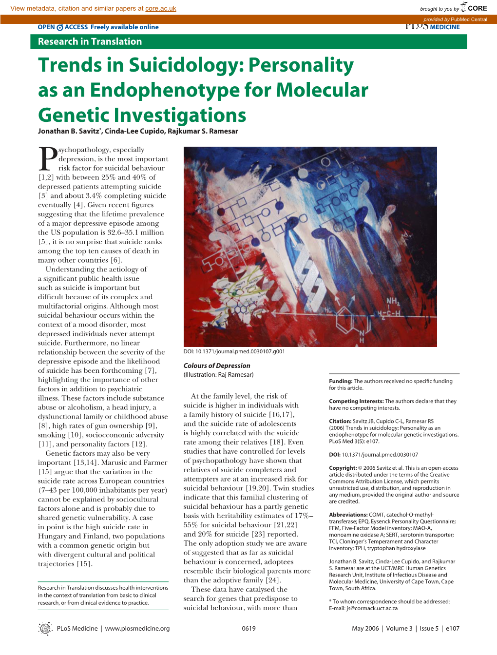 Personality As an Endophenotype for Molecular Genetic Investigations Jonathan B