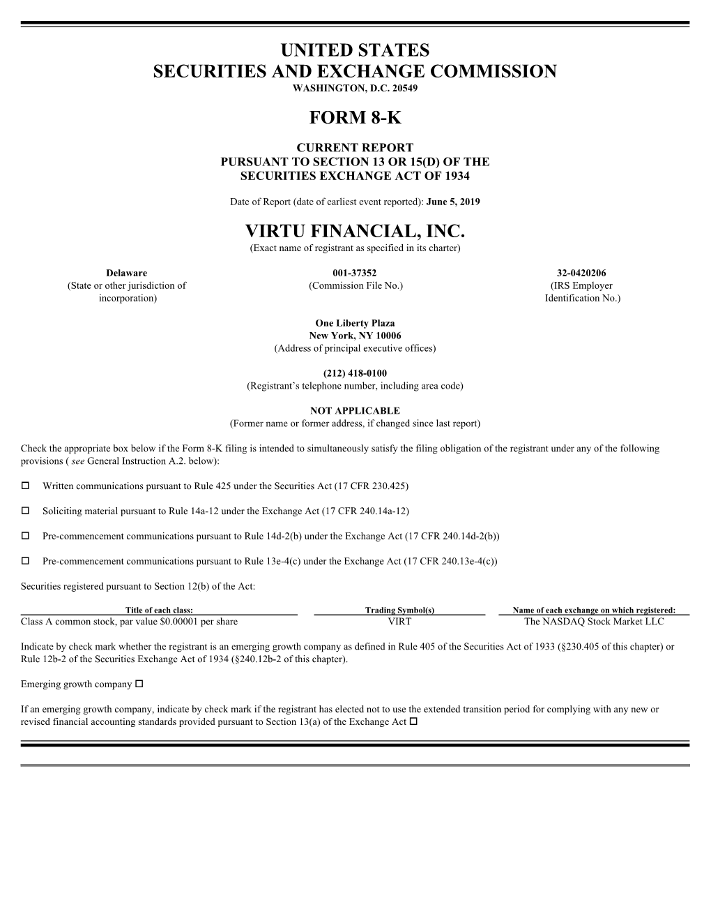 United States Securities and Exchange Commission Form