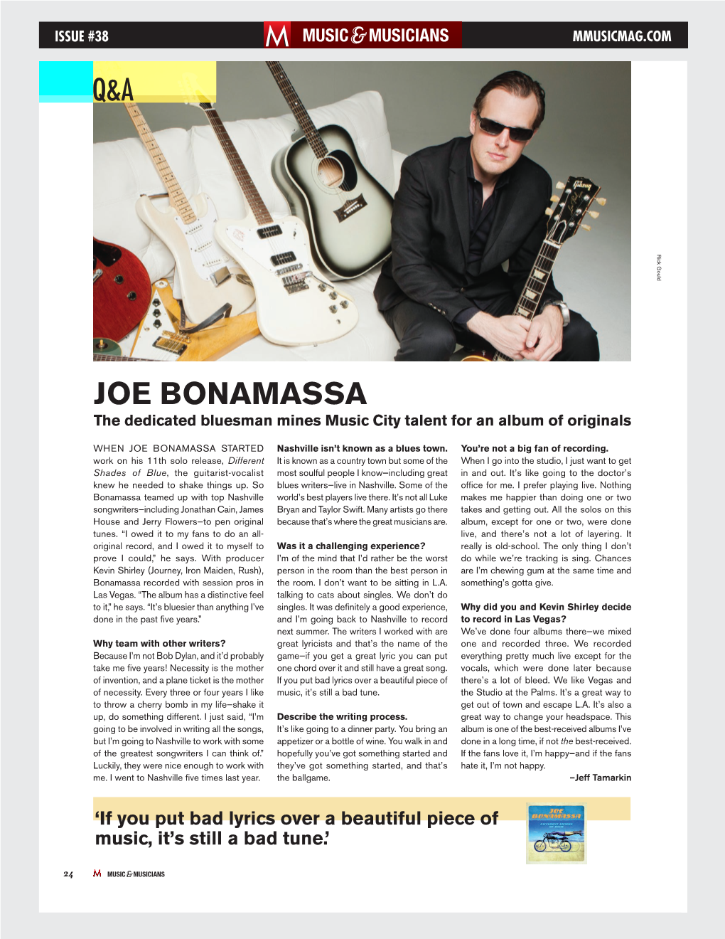 JOE BONAMASSA the Dedicated Bluesman Mines Music City Talent for an Album of Originals