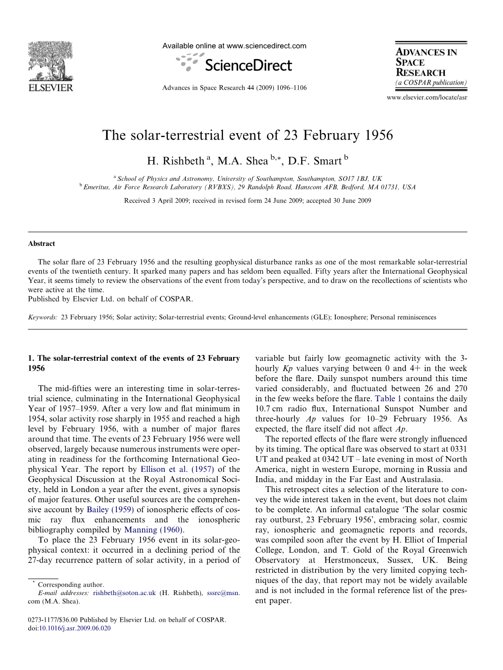 The Solar-Terrestrial Event of 23 February 1956