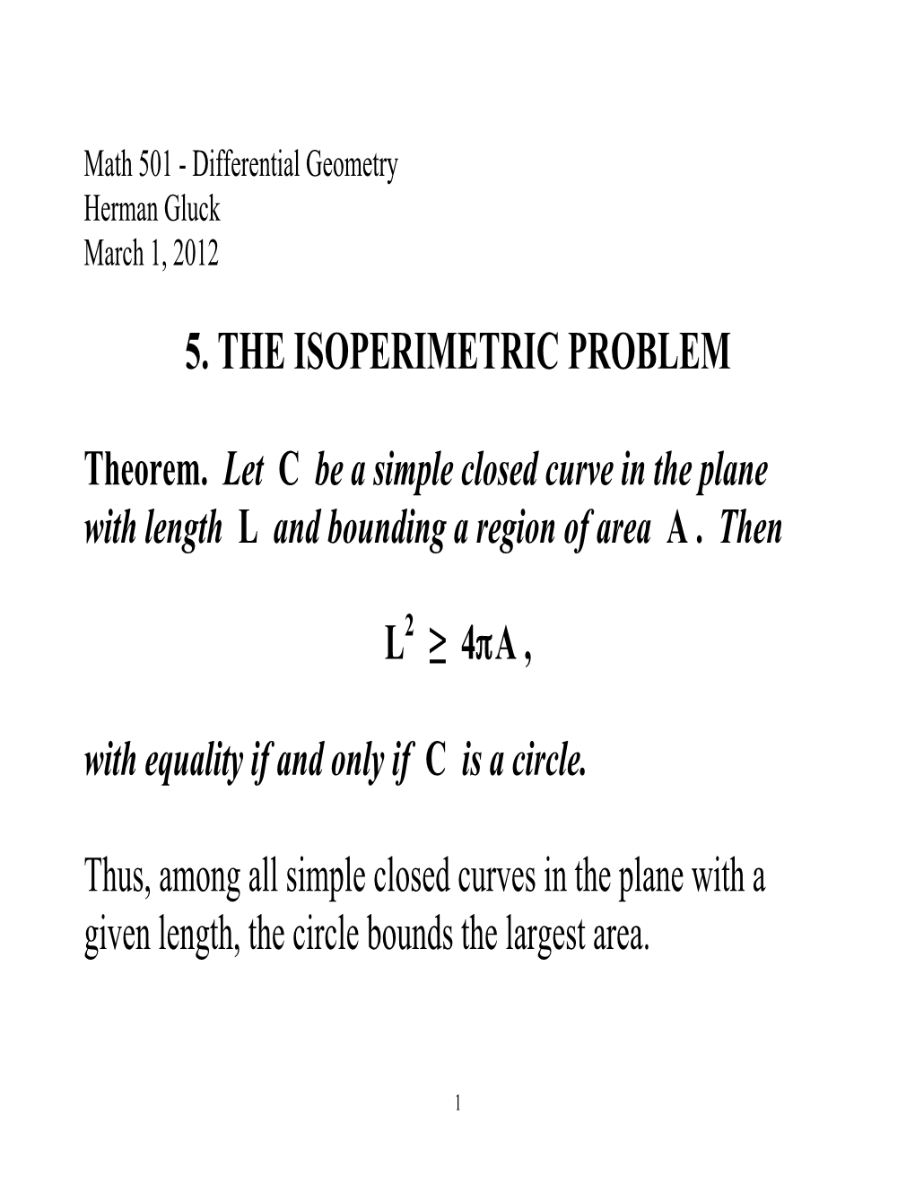 5. the Isoperimetric Problem