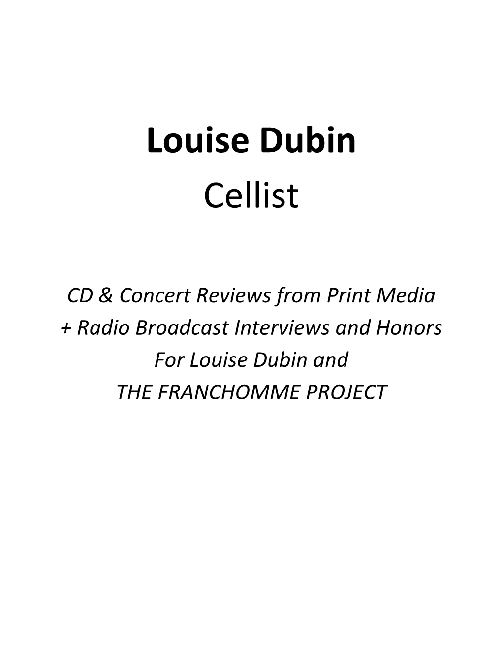 Louise Dubin Cellist