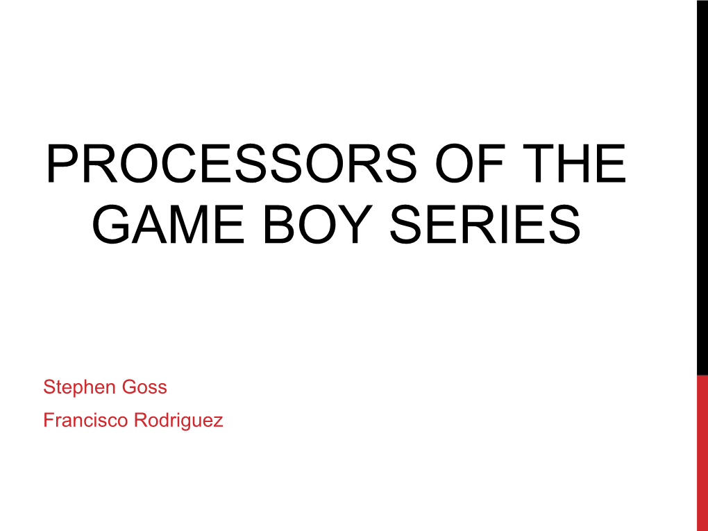 Processors of the Gameboy Series