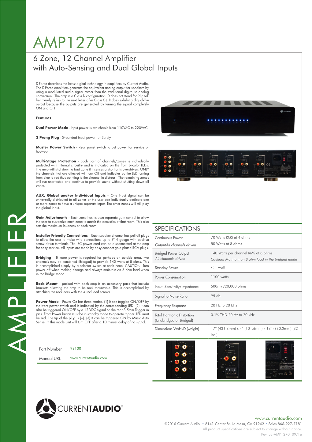 Amplifier with Auto-Sensing and Dual Global Inputs