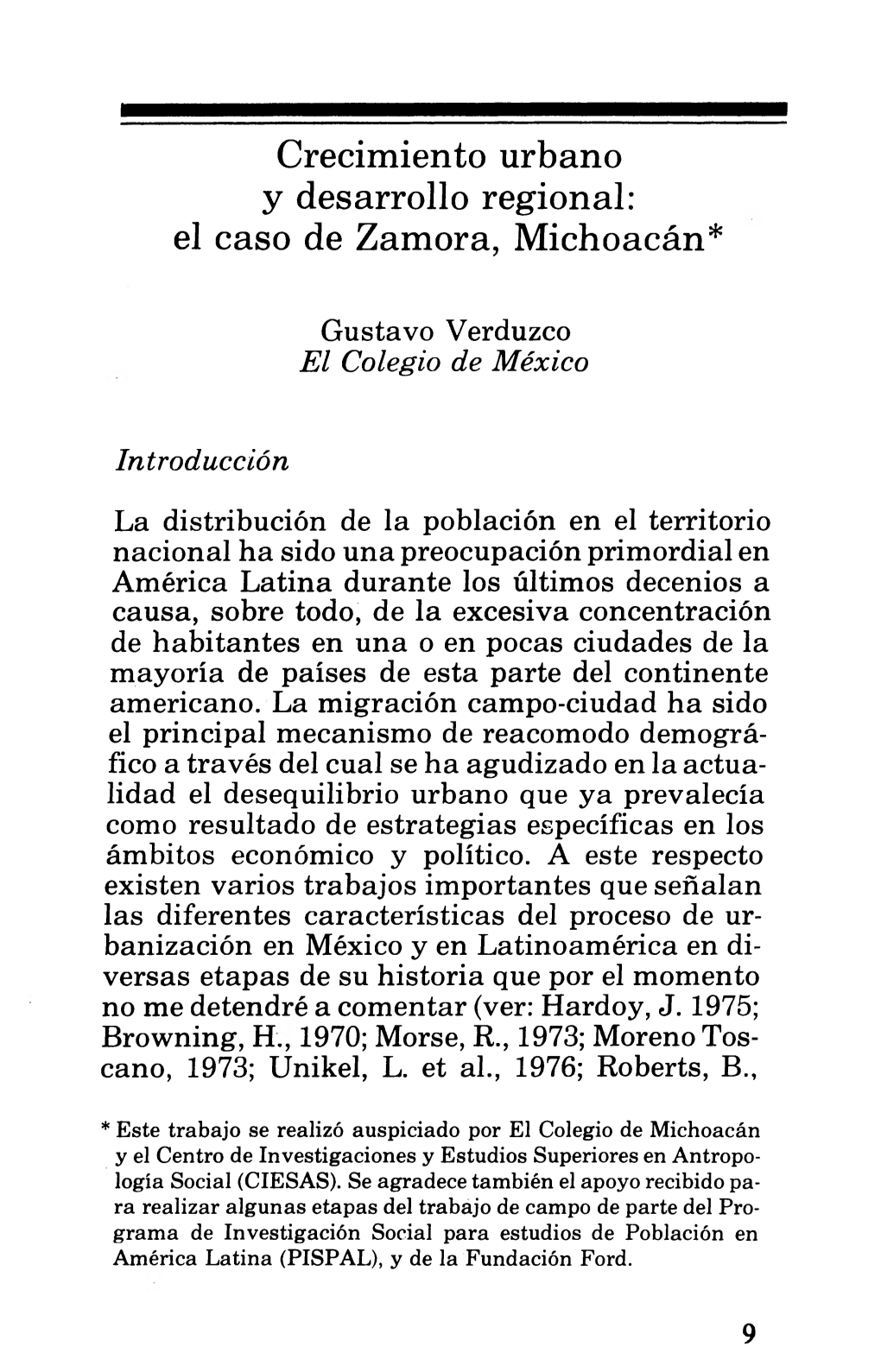 Crecimiento Urbano Y Desarrollo Regional: El Caso De Zamora, Michoacán*