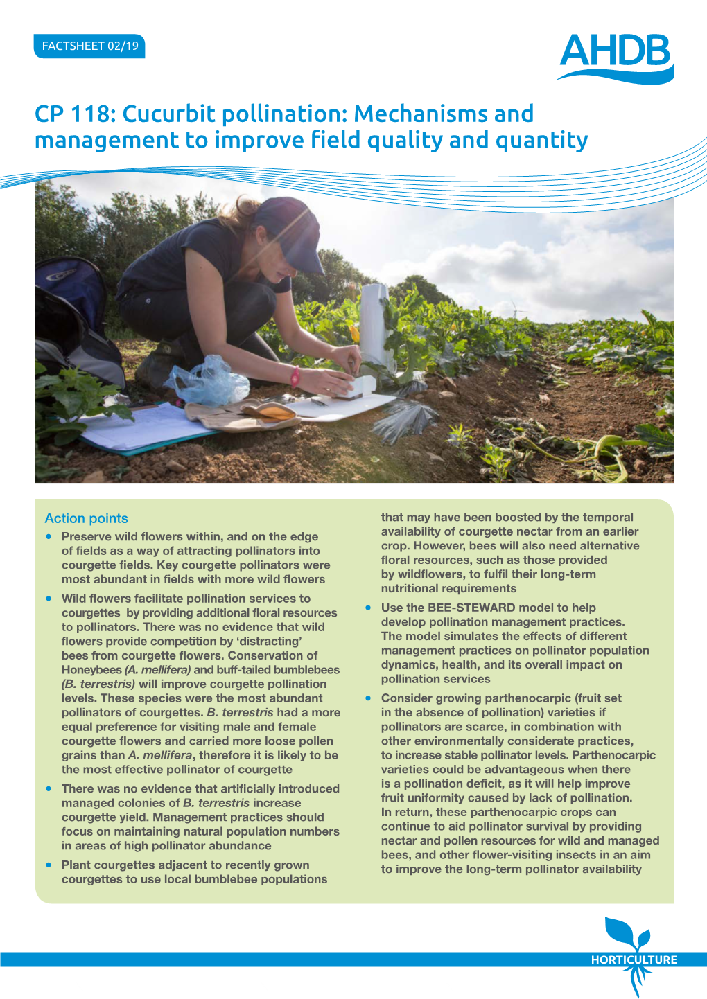 Cucurbit Pollination: Mechanisms and Management to Improve Field Quality and Quantity