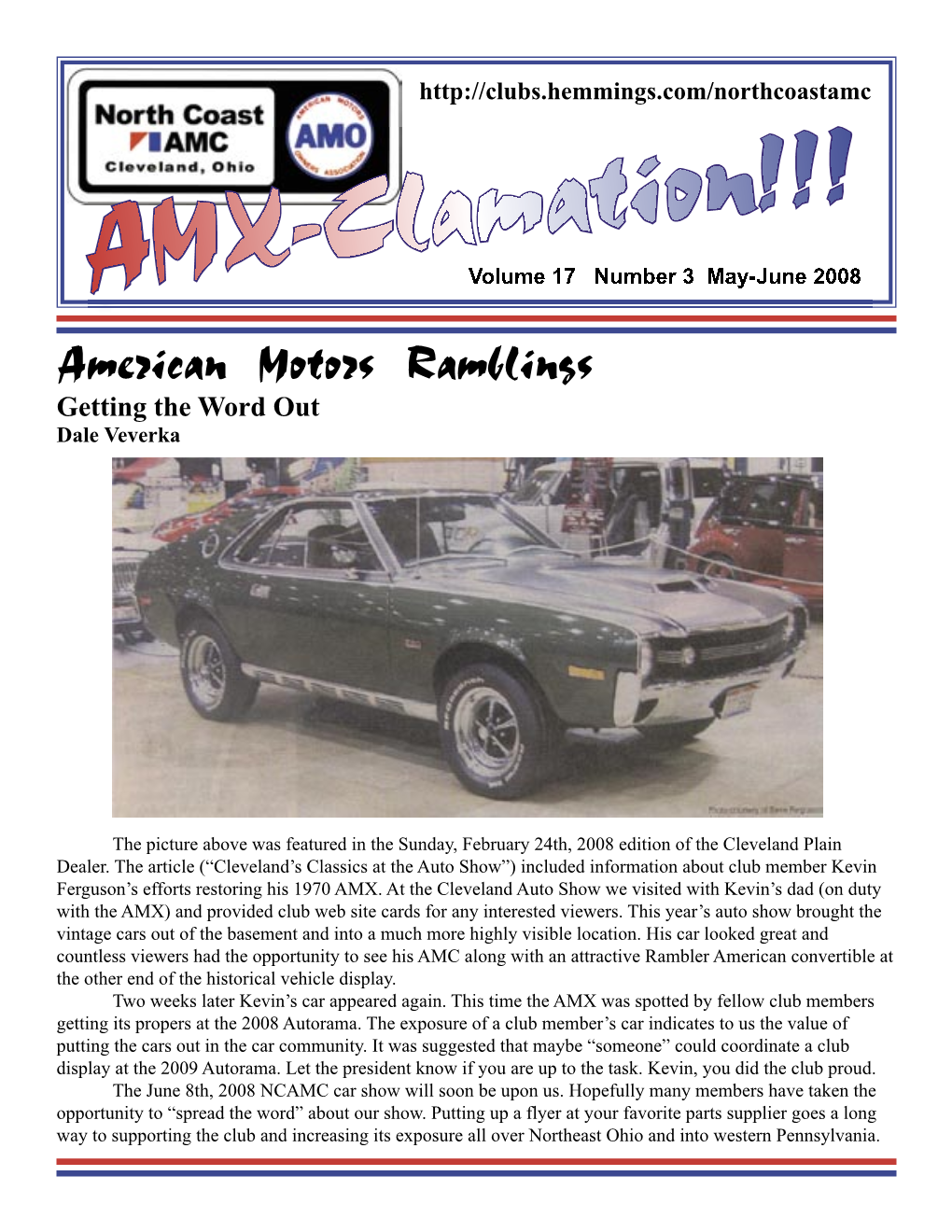 AMX-Clamation!!!Volumevolume 17 Number 3 May-June 2008