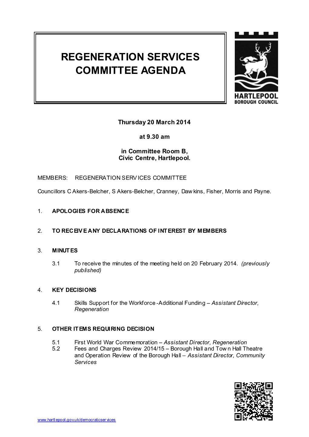 Regeneration Services Committee Agenda